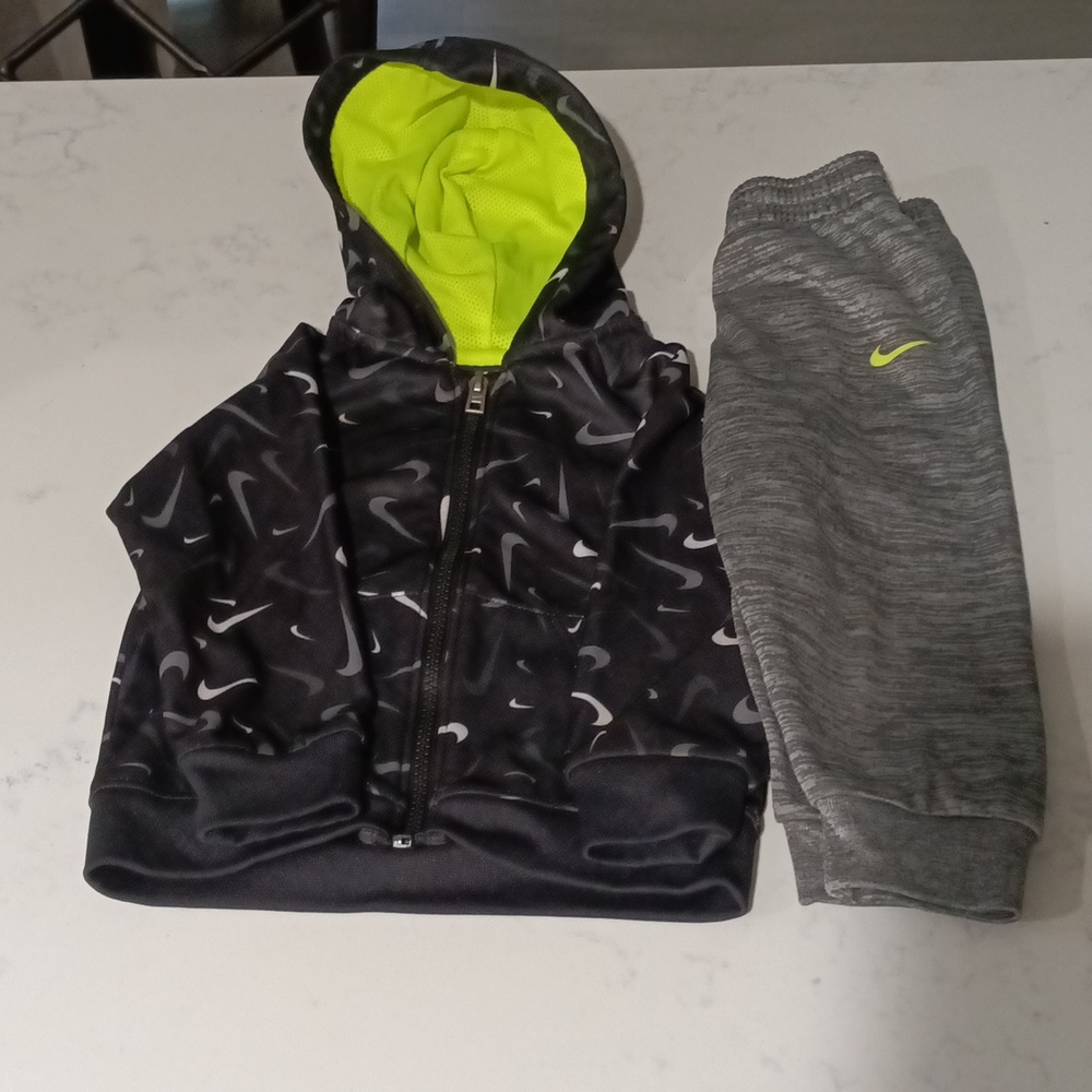 Nike, sweatsuit, 18 months, Grey, Black,   Lime Green